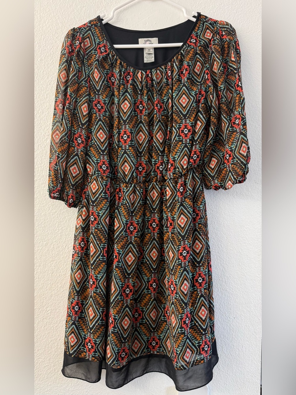Sweet Storm Black Multi Aztec Print Mini Dress